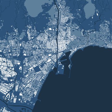 Malaga şehrinin idari alanının detaylı harita posteri. Şehir manzarası manzarası. Malaga bölgesinin dekoratif grafik turist haritası. Telif hakkı serbest vektör illüstrasyonu.