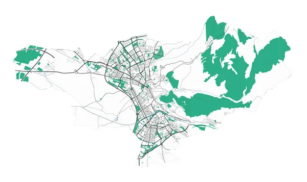 Granada Karta Detaljerad Karta Över Granadas Administrativa Område Stadens Panorama — Stock vektor