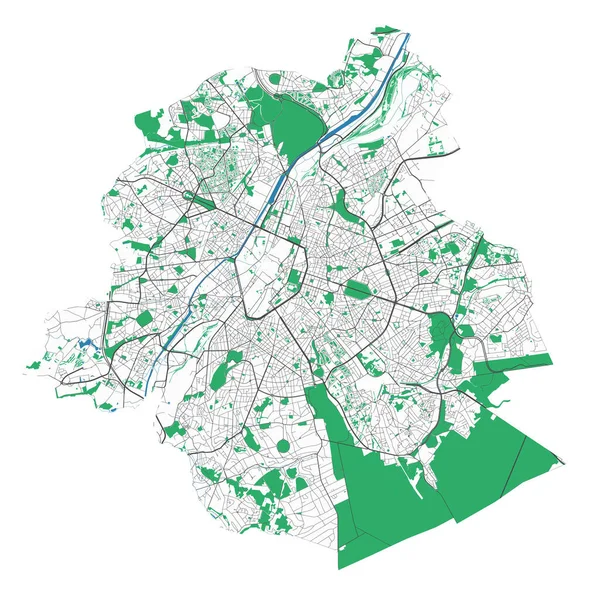 Mapa Bruxelas Mapa Detalhado Área Administrativa Cidade Bruxelas Panorama Paisagem — Vetor de Stock