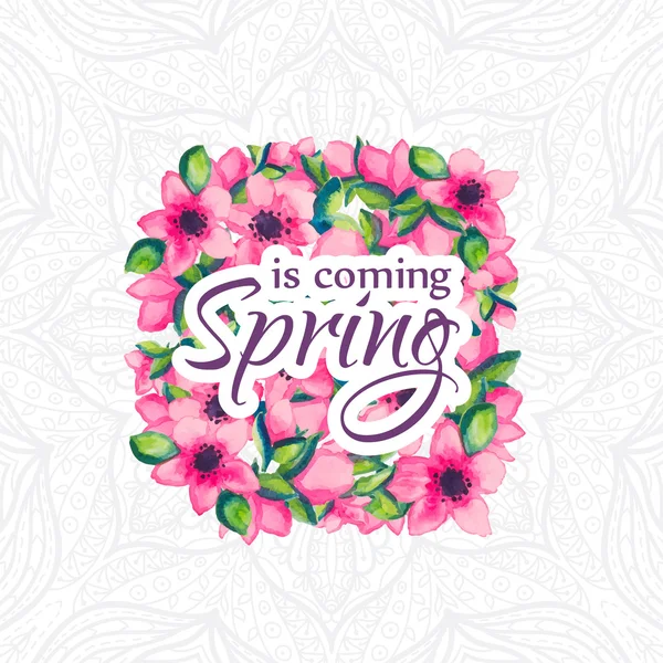 Spring is coming greeting card — Stock Vector