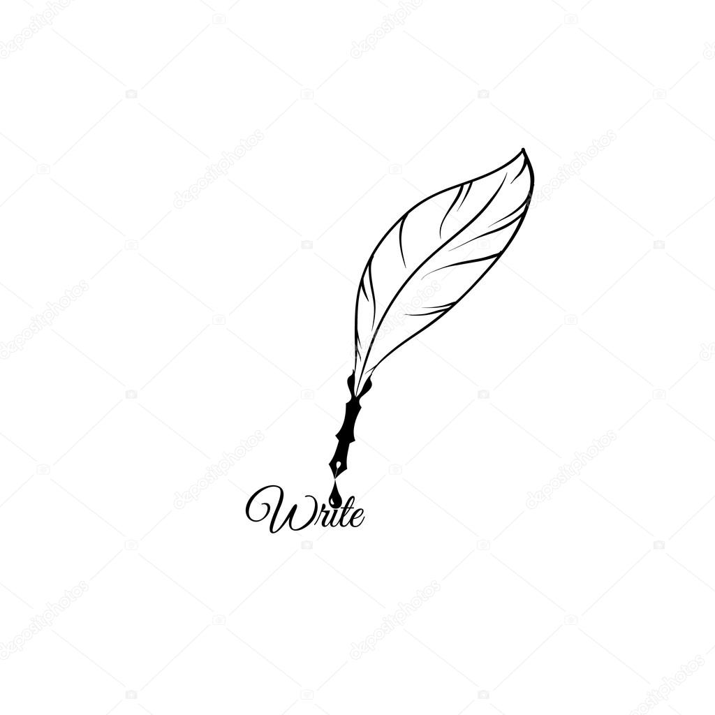 Writing Feather Pen - Vector icon isolated