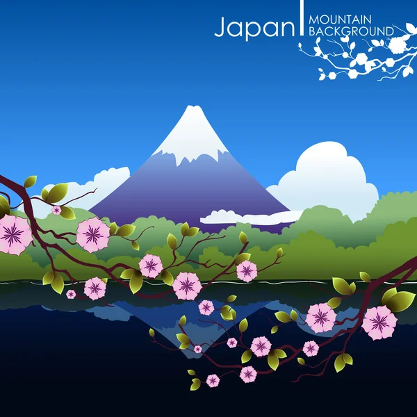 Japanse landschap met berg Fuji. — Stockvector