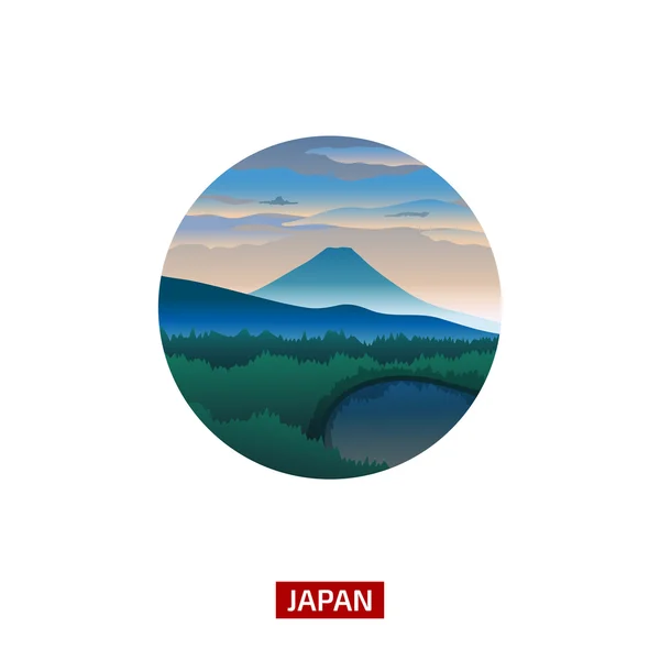 Paisagem japonesa com montanha Fuji. Descubra o fundo da natureza mundial — Vetor de Stock