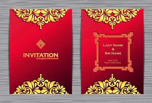 Elegant template with lace ornament and place for text. Luxury invitation card. — Stock Vector