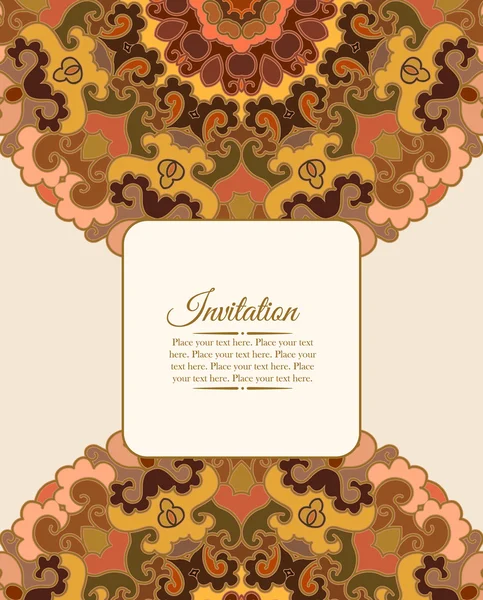 Card or invitation. Vintage decorative ornament. Hand drawn colorful background. — Stock Vector