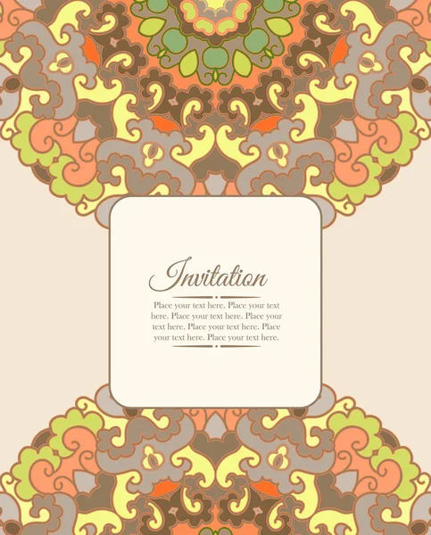 Card or invitation. Vintage decorative ornament. Hand drawn colorful background. — Stock Vector