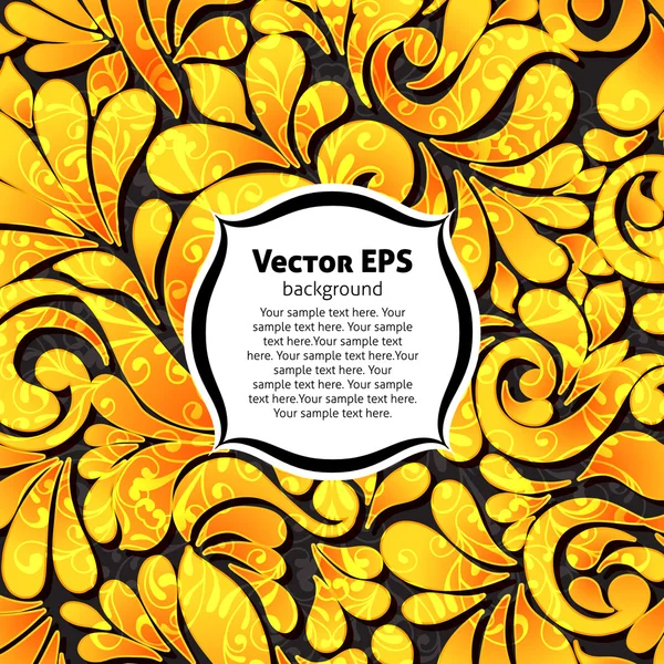 Elegante tarjeta ornamental con patrón de encaje de oro y lugar para el texto . — Vector de stock