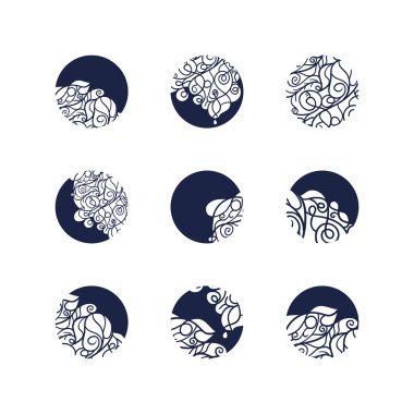 Mozaik dantel logo damga Stil kümesi