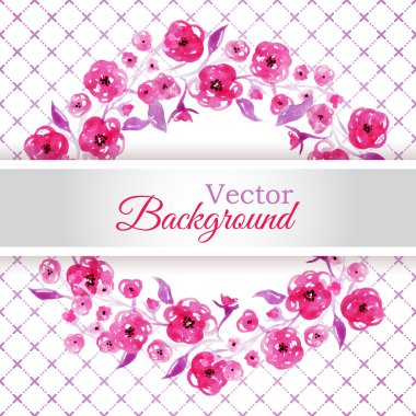 pembe çiçekli suluboya çiçek çelenk