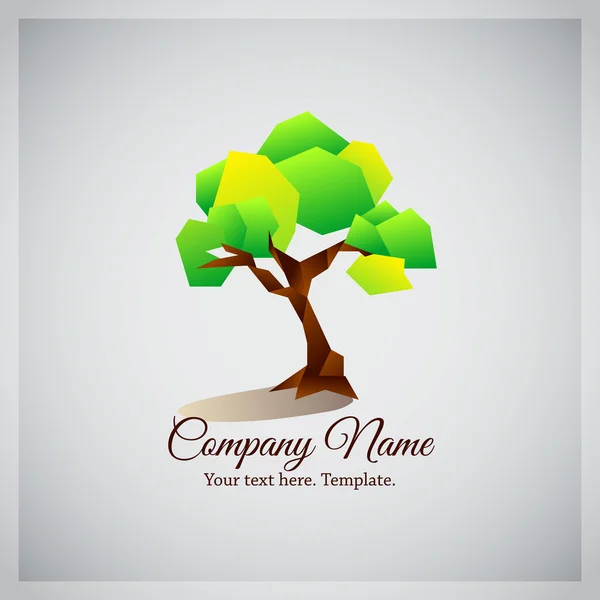 Logo d'entreprise avec arbre vert géométrique — Image vectorielle