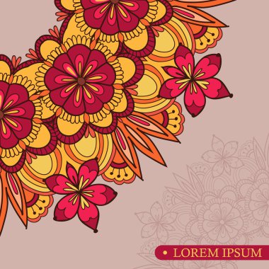 Davetiye şablon vintage çiçek süsleme dantel