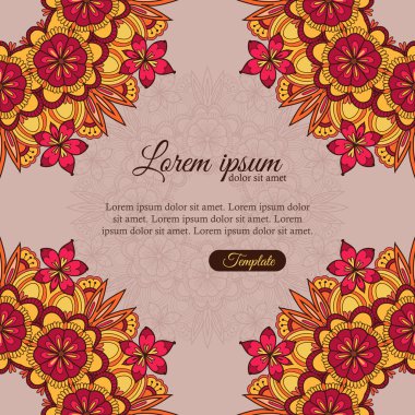 Davetiye şablon vintage çiçek süsleme dantel