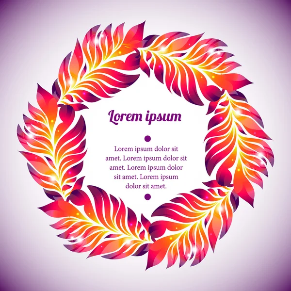 Corona de acuarela floral de plumas coloridas — Vector de stock