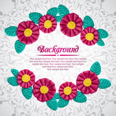 Beautiful frame of plasticine flower branches clipart