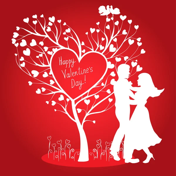 Greating Valentines kaart met dansen paar — Stockvector