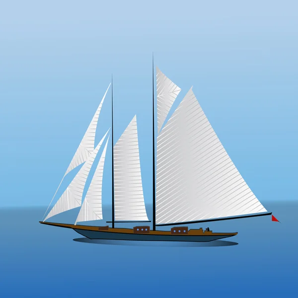 Большая парусная яхта в морском пейзаже — стоковый вектор