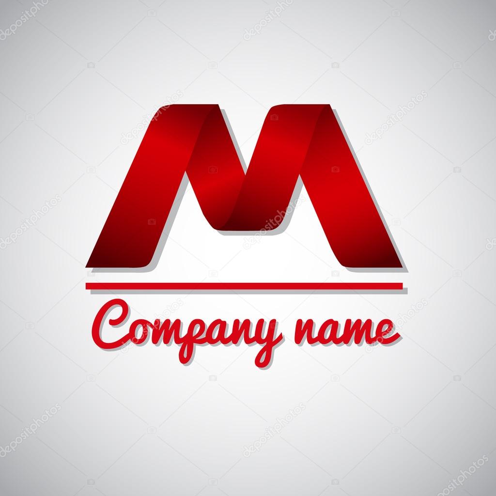 Icon of red paper business logo icon  letter m