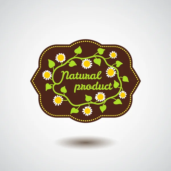 Έμβλημα της φυσικό προϊόν με λουλούδι — Διανυσματικό Αρχείο