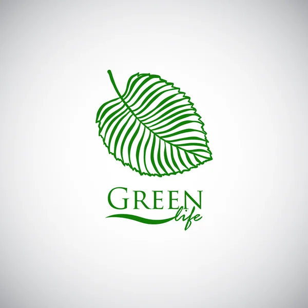 Grünes Lebenskritzelblatt wie Logo-Ikone — Stockvektor