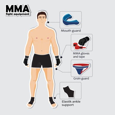 Sport equipment for mixed martial arts clipart