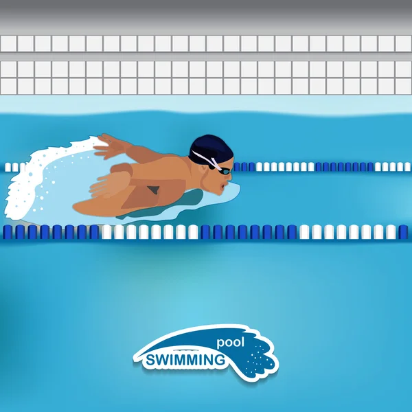 El hombre está nadando en la piscina — Vector de stock