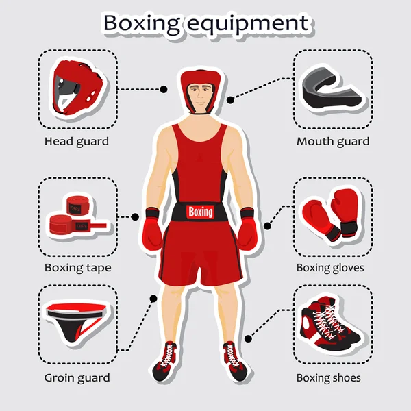 Αθλητικός εξοπλισμός για πυγμαχία, πολεμικές τέχνες — Διανυσματικό Αρχείο
