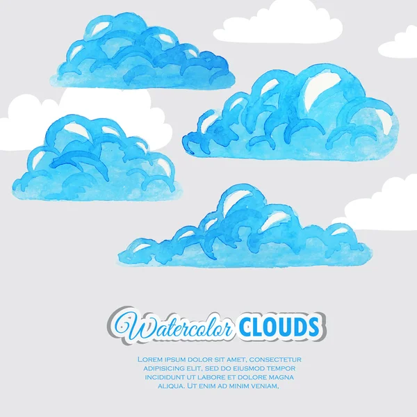 Aquarellwolken. Wettersymbole — Stockvektor