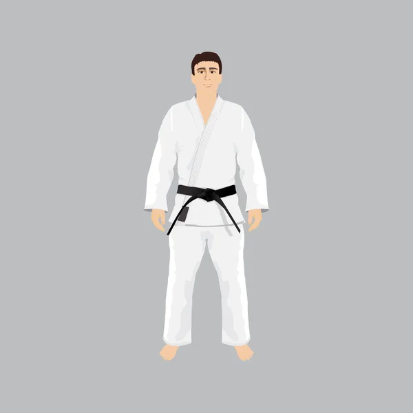 Hombres en ropa deportiva judo y jiu-jitsu — Vector de stock