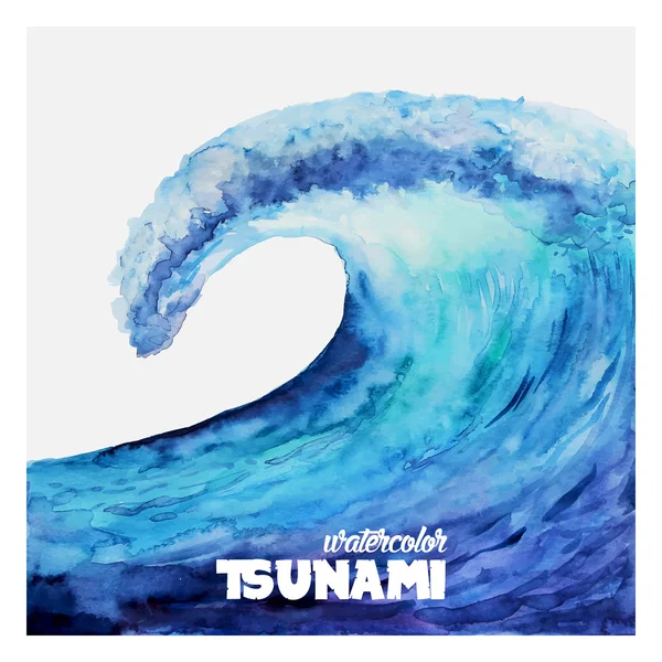 Akvarell havsvågor tsunamin — Stock vektor