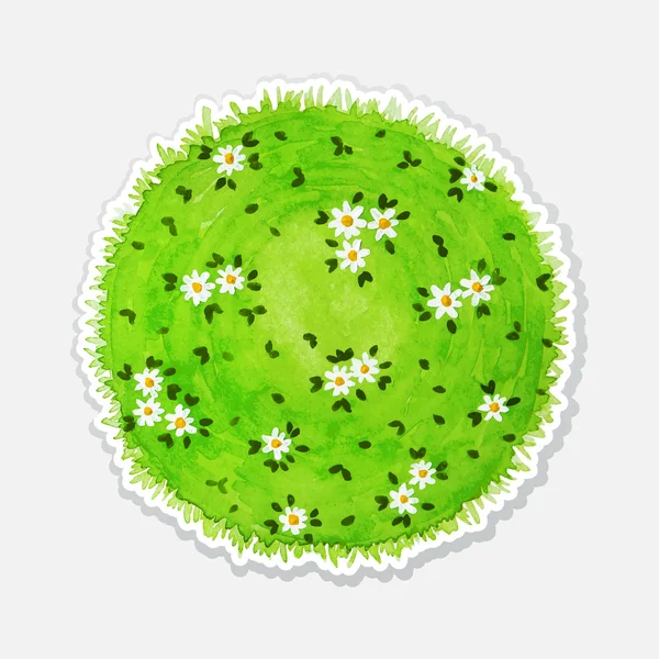 Runda akvarell äng som planet med grönt gräs — Stock vektor