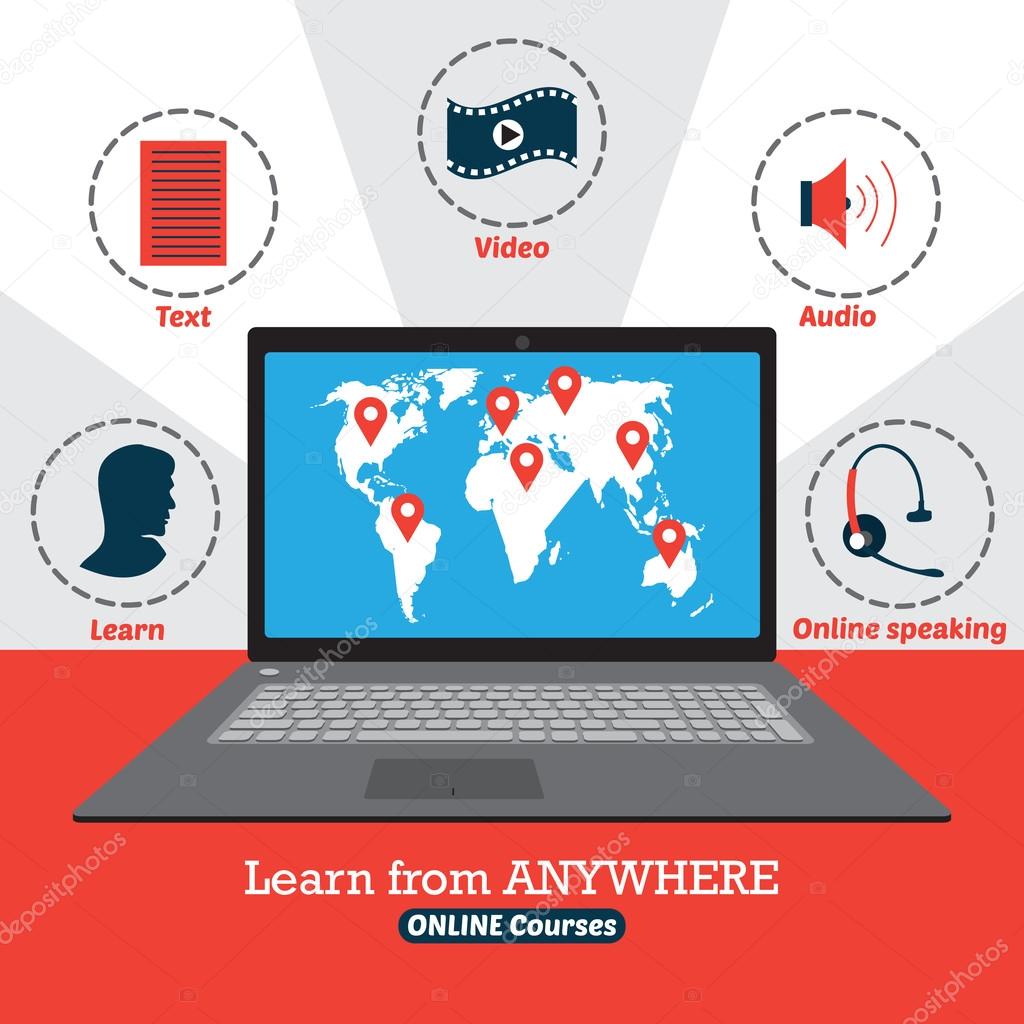 Infographic of online courses. Learn from anywhere