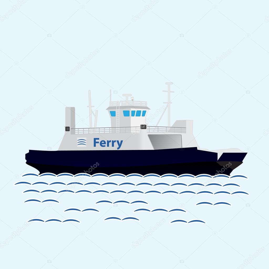 Sea train ferry boat. Big ship