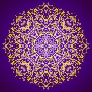 Zarif dantel süs yuvarlak altın mandala ile