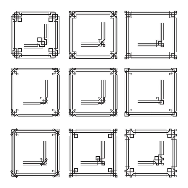 Cadres vectoriels bordures style art déco set2 — Image vectorielle