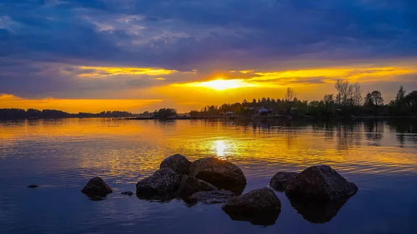 Sonnenuntergang Der Stadt Wyborg — Stockfoto