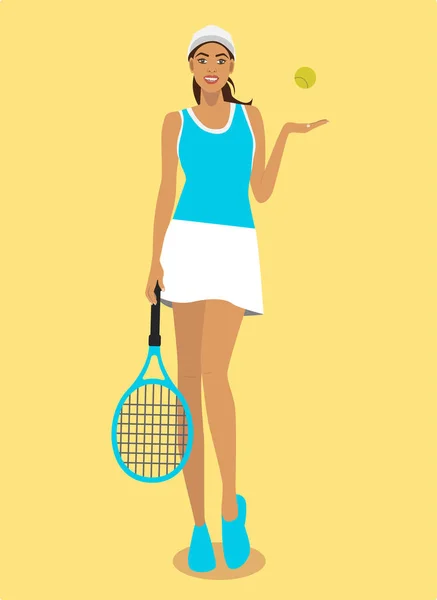 Girl tennis player with a racket and a ball in her hands