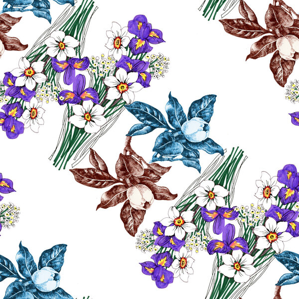 blooming bouquets of flowers