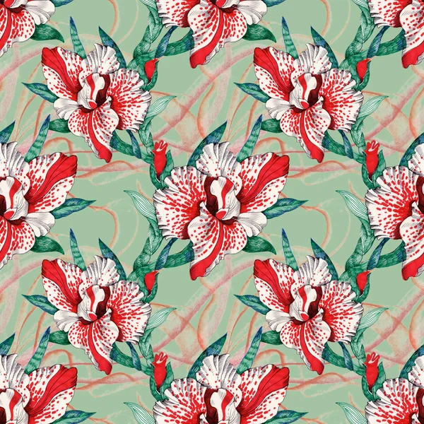 Seamless pattern with flowers and leaves