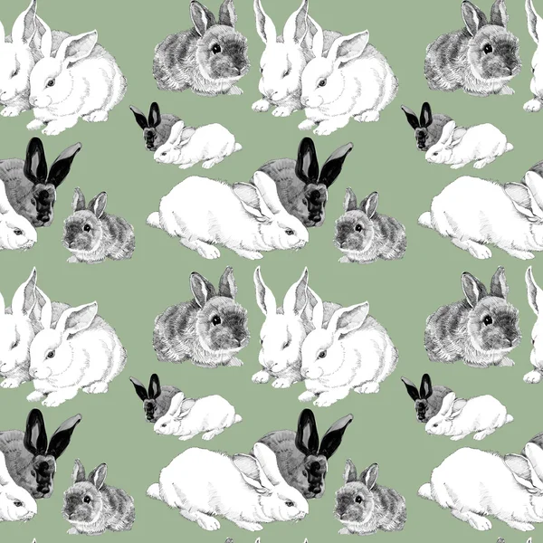 Padrão de coelhos esboçado — Fotografia de Stock