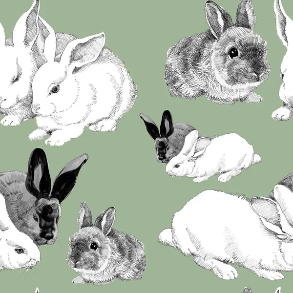 Getekende konijnen patroon — Stockfoto