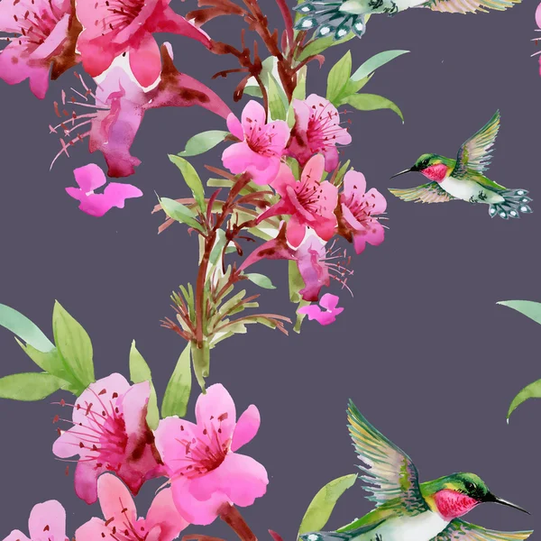 Buczenie ptaki i kwitnących kwiatów — Zdjęcie stockowe