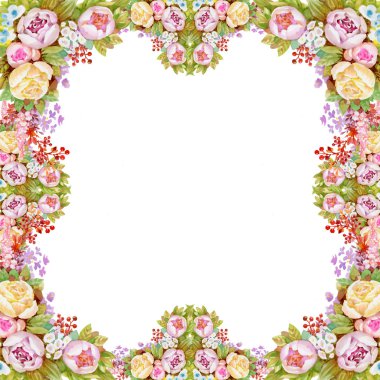 çiçek açan güller çiçekli çerçeve