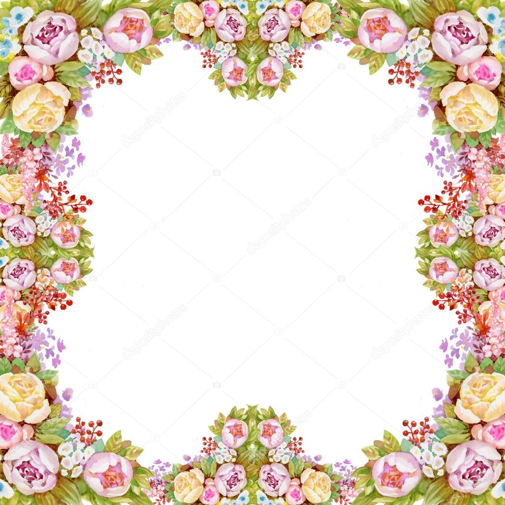 cornice di fiori fioritura delle Rose — Foto Stock © Kostan PROFF Acquerello estate giardino fioritura Rose cornice fiori — Foto di Kostan PROFF