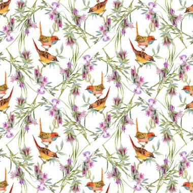 yabani kuşlar ve çiçekler