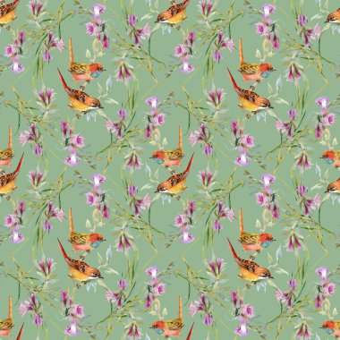 yabani kuşlar ve çiçekler