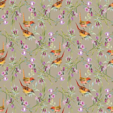 yabani kuşlar ve çiçekler