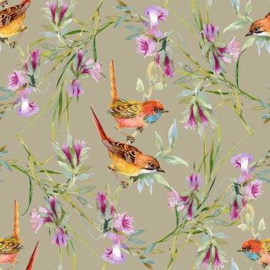 yabani kuşlar ve çiçekler