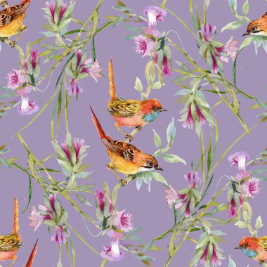 yabani kuşlar ve çiçekler