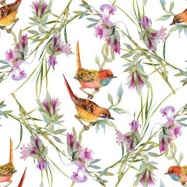 yabani kuşlar ve çiçekler