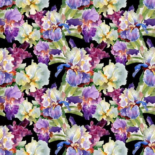 Aquarell blühende Irisblumen — Stockfoto